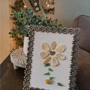 Hand made beach shells and beach glass -Cream and Green -